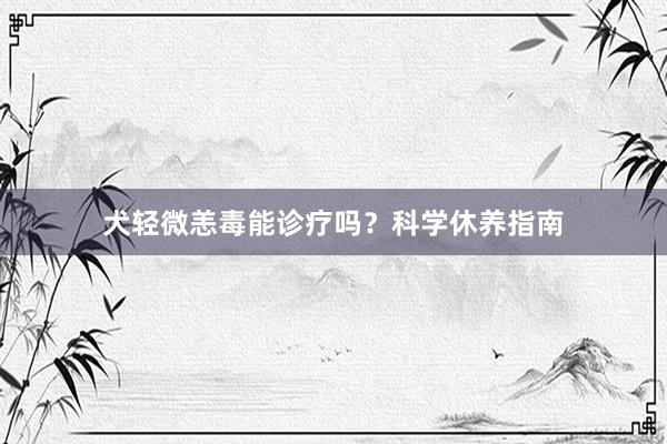 犬轻微恙毒能诊疗吗？科学休养指南